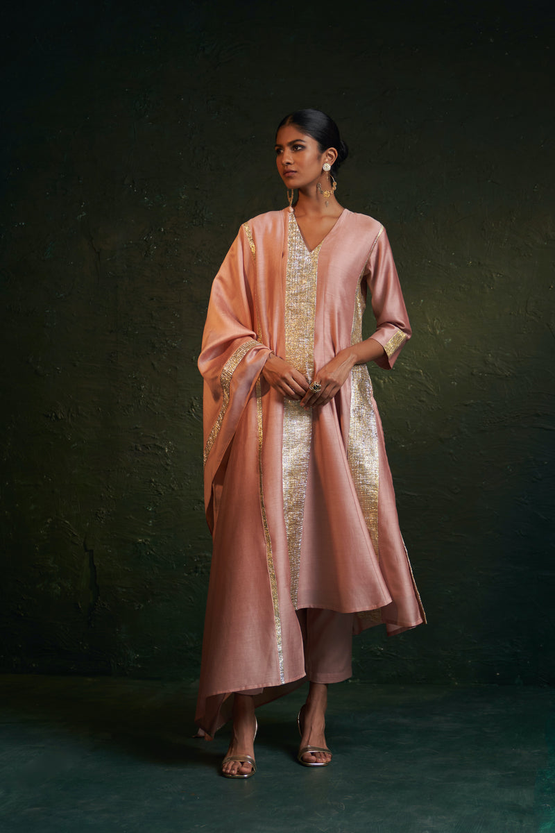 Semi Stitched Formal Chanderi Kurta