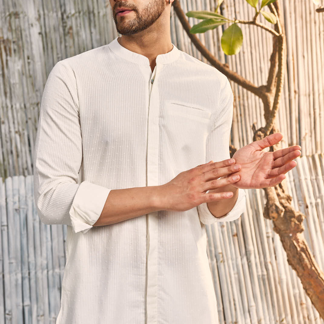 Men's Placket Short Kurta (Color options) - Set of 1