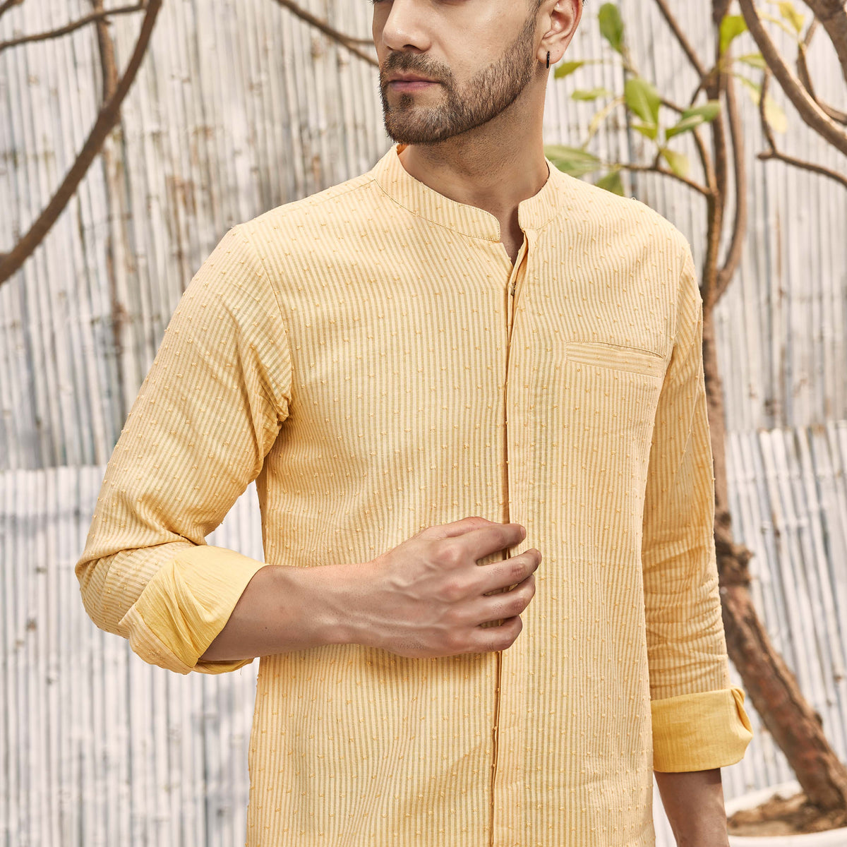 Men's Placket Short Kurta (Color options) - Set of 1