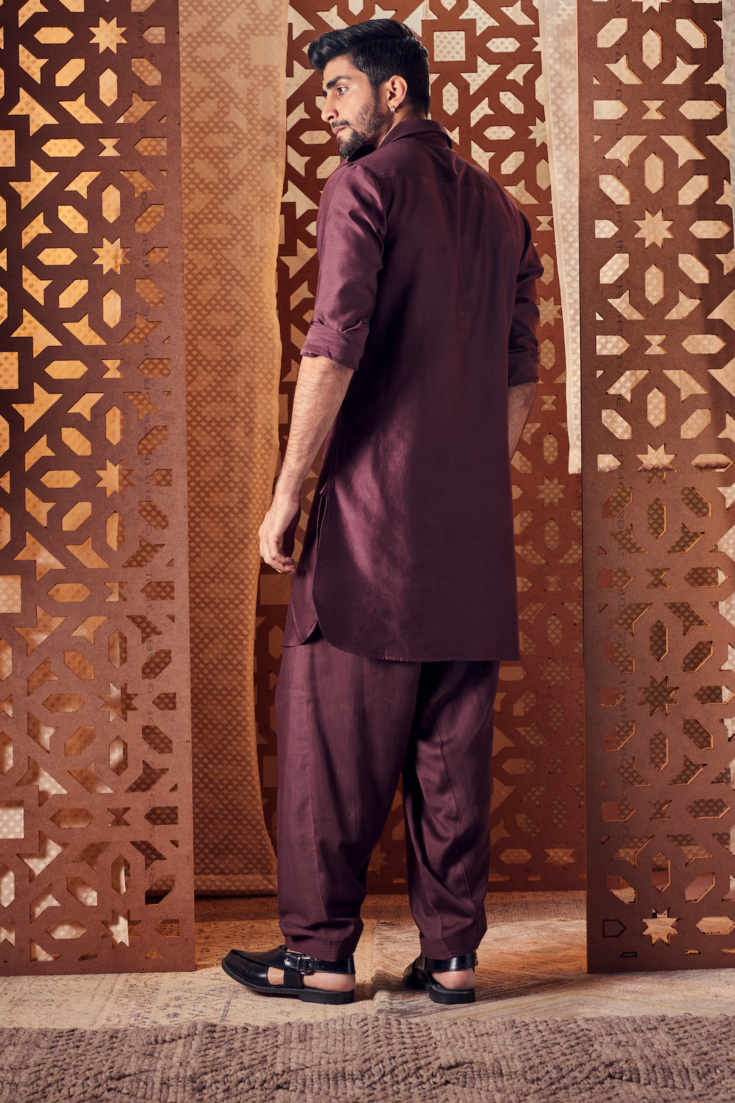 Suit Gents Pathani Salwar Classy Maroon Pathani Kurta-Salwar Set