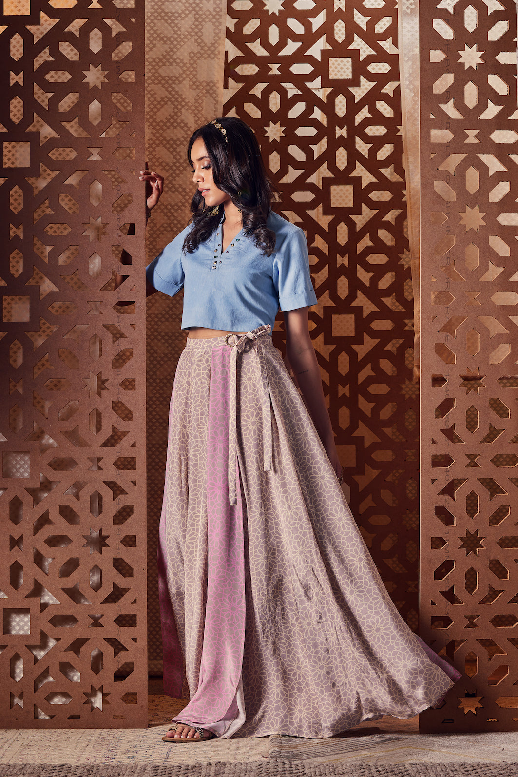 Wrap Around Skirt with Crop Top Set of - Main Image