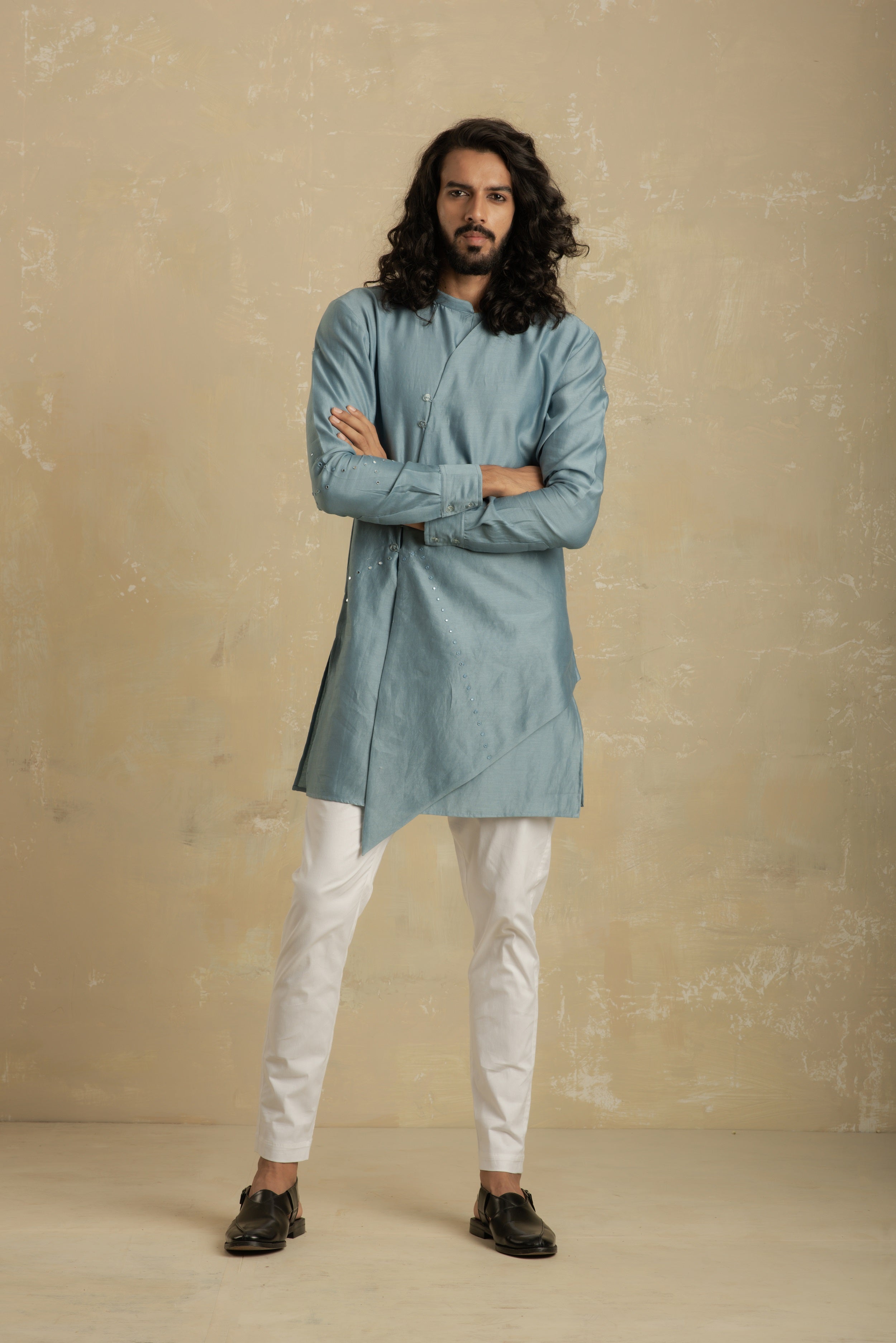 Buy SLKS Men's Black Solid Cotton Blend Kurta Pant Set Online at Best  Prices in India - JioMart.