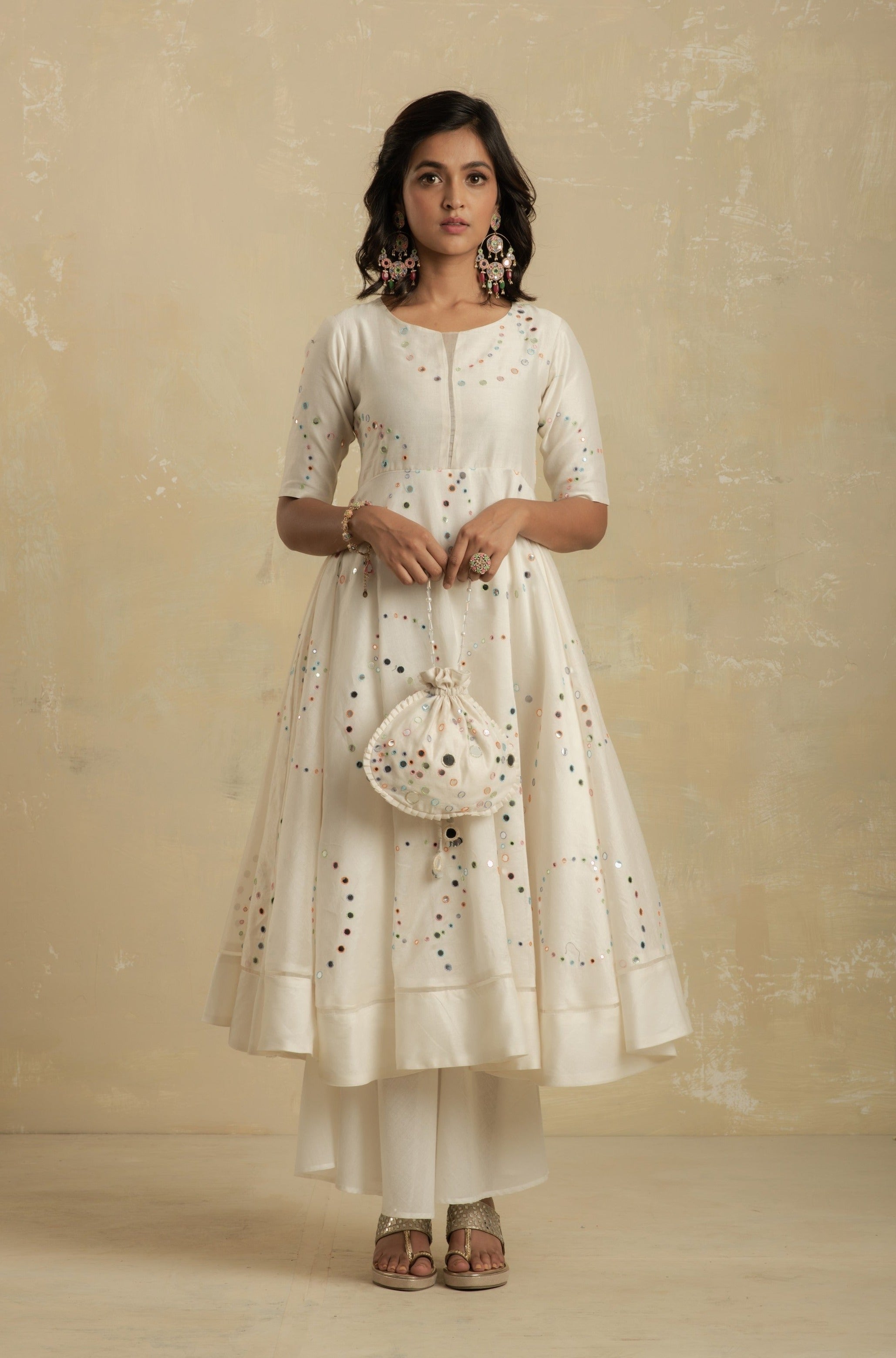 Buy AARFA Designer Cut Flared White Kurti for Women | Medium Size at  Amazon.in